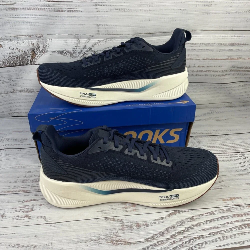 Brooks Ghost Max 4 Mens Sz 10.5 2E Wide Running Shoes Navy Biscuit